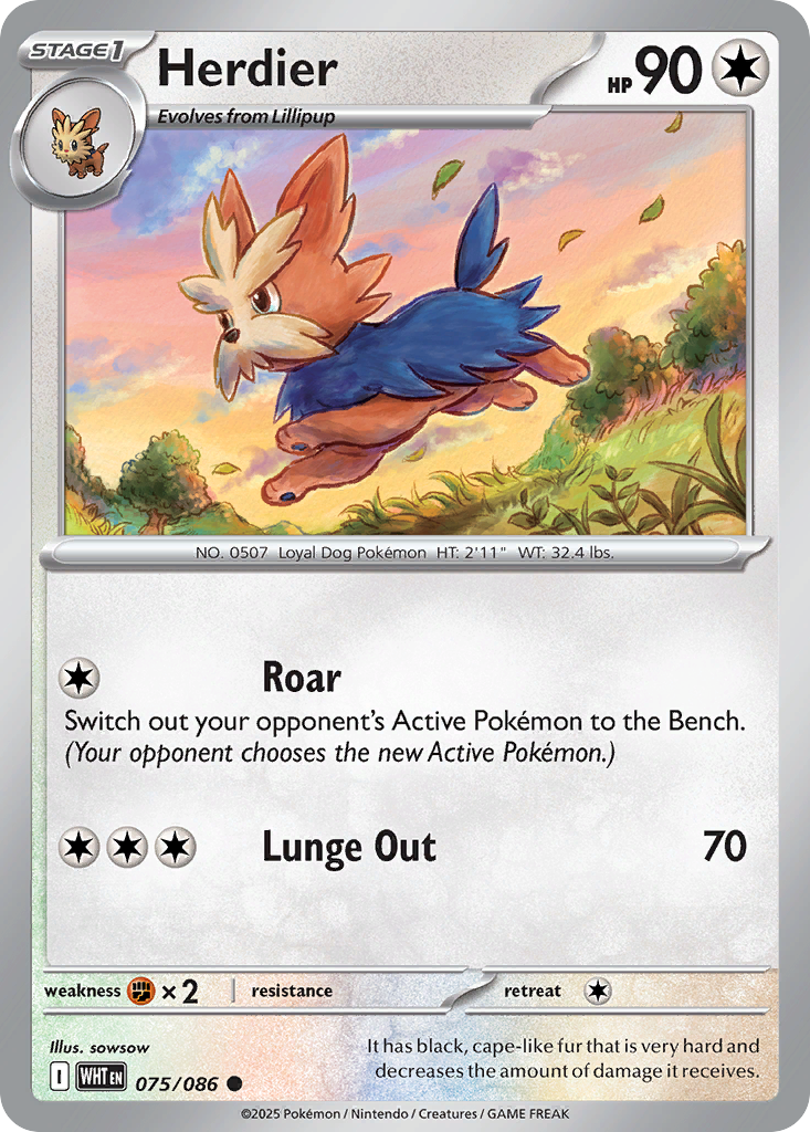 075/086 - Herdier - [Common] - Reverse Holo